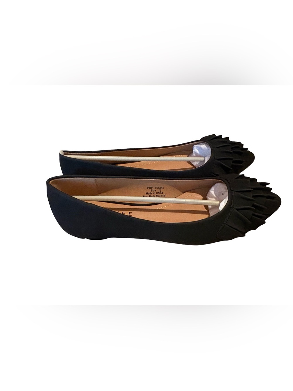 Journee Collection Black Pointed-Toe Ruffle Flats - Picture 5 of 9